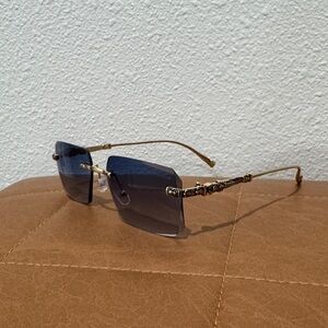 BRAND NEW: Chrome Hearts Rimless Blue Gradient Sunglasses with Gold